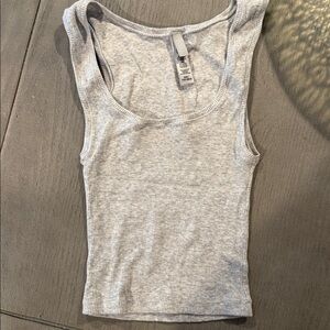 SKIMS Gray Ribbed Tank Top